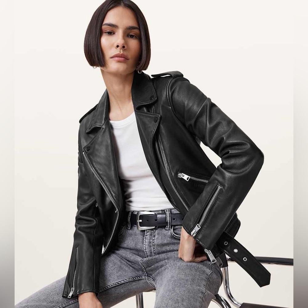 All Saints Black Balfern Leather Biker Jacket